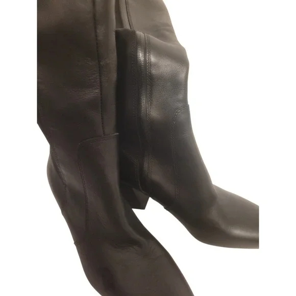 NEW SIZE 6.5 NO BOX Blondo Silvanna Tall Boots Black Leather Block Heel Stretch - Picture 4 of 8